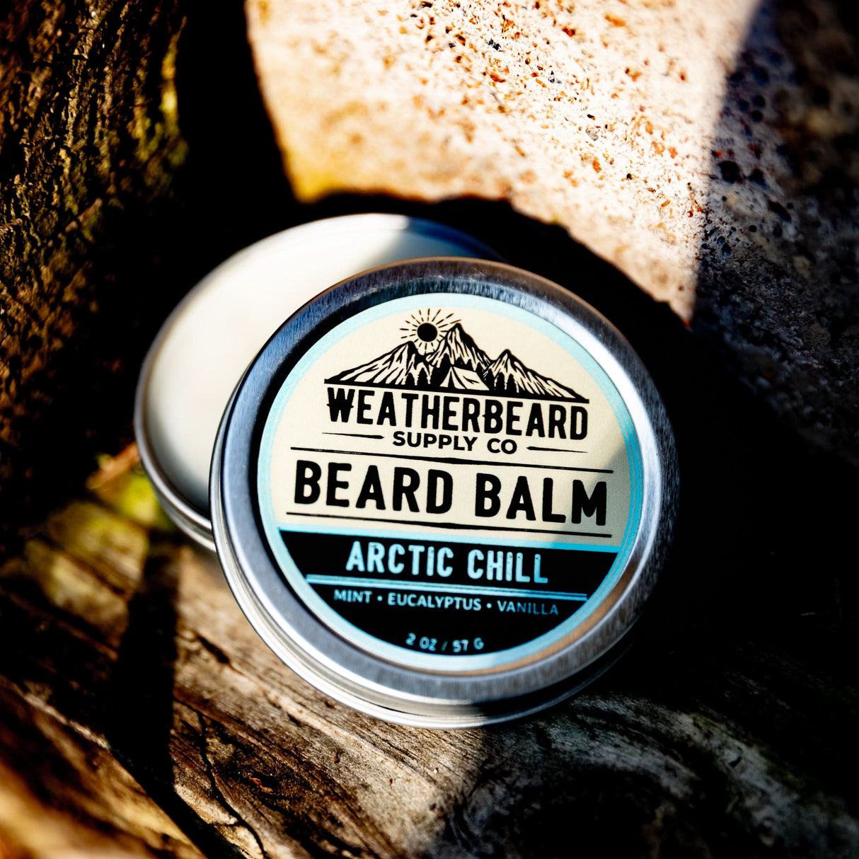 Up close look of Arctic Chill Beard Balm by Weatherebeard Supply Co