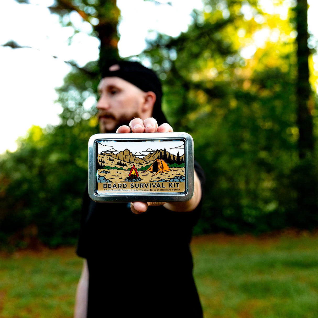 Owner of Weatherbeard showcasing sample kit