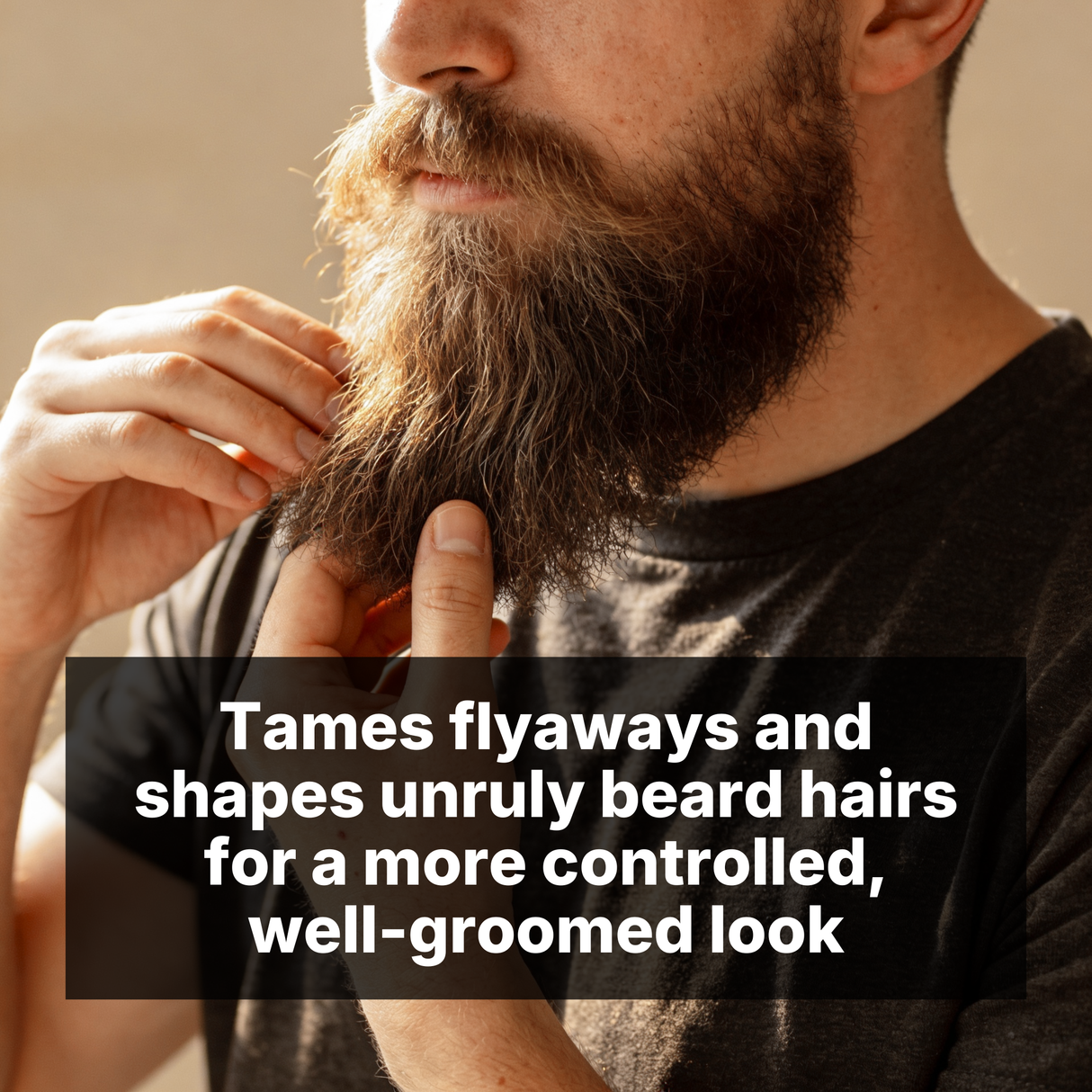 Man touching his beard, highlighting the benefits of using Weatherbeard Supply Co's Beard Balm