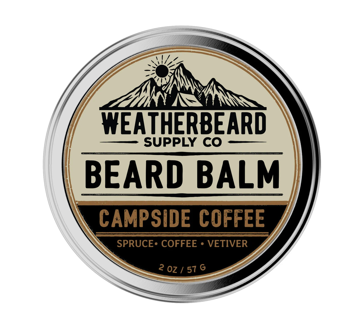 Weatherbeard Supply Co Campside Coffee beard balm container on a white background