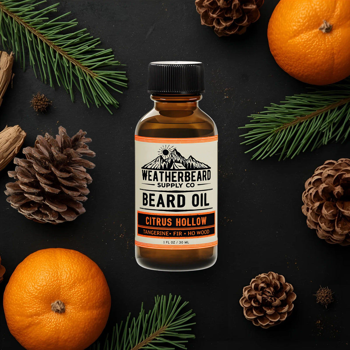 Citrus Hollow Beard Oil - Tangerine, Fir, Ho Wood