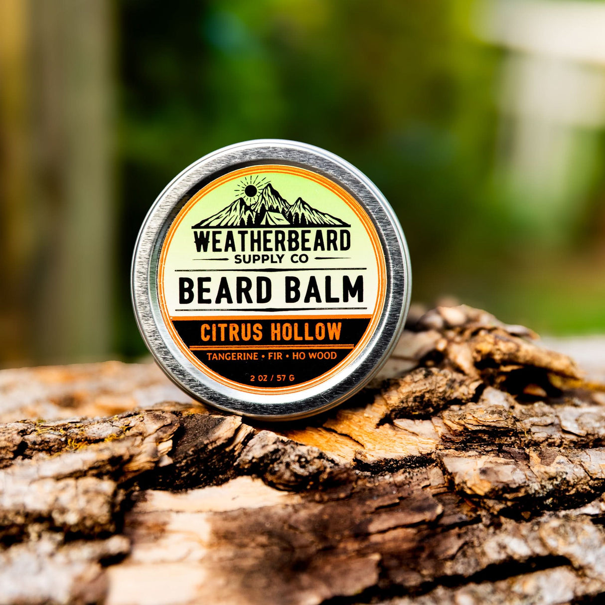 Citrus Hollow Beard Balm closeup in nature