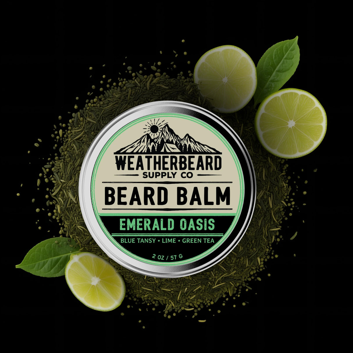 Emerald Oasis Beard Balm - Blue Tansy, Lime, Green Tea