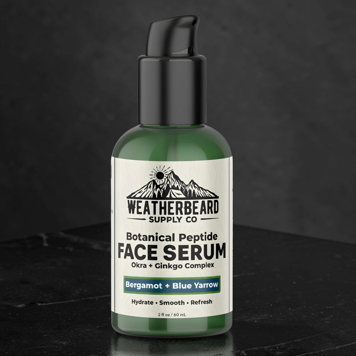Bottle of Weatherbeard Supply Co's Botanical Peptide Face Serum For Men