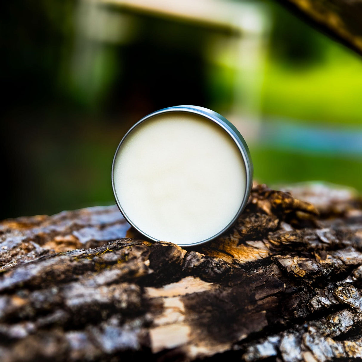 Open tin of Weatherbeard Supply Co Beard Balm showing its smooth texture
