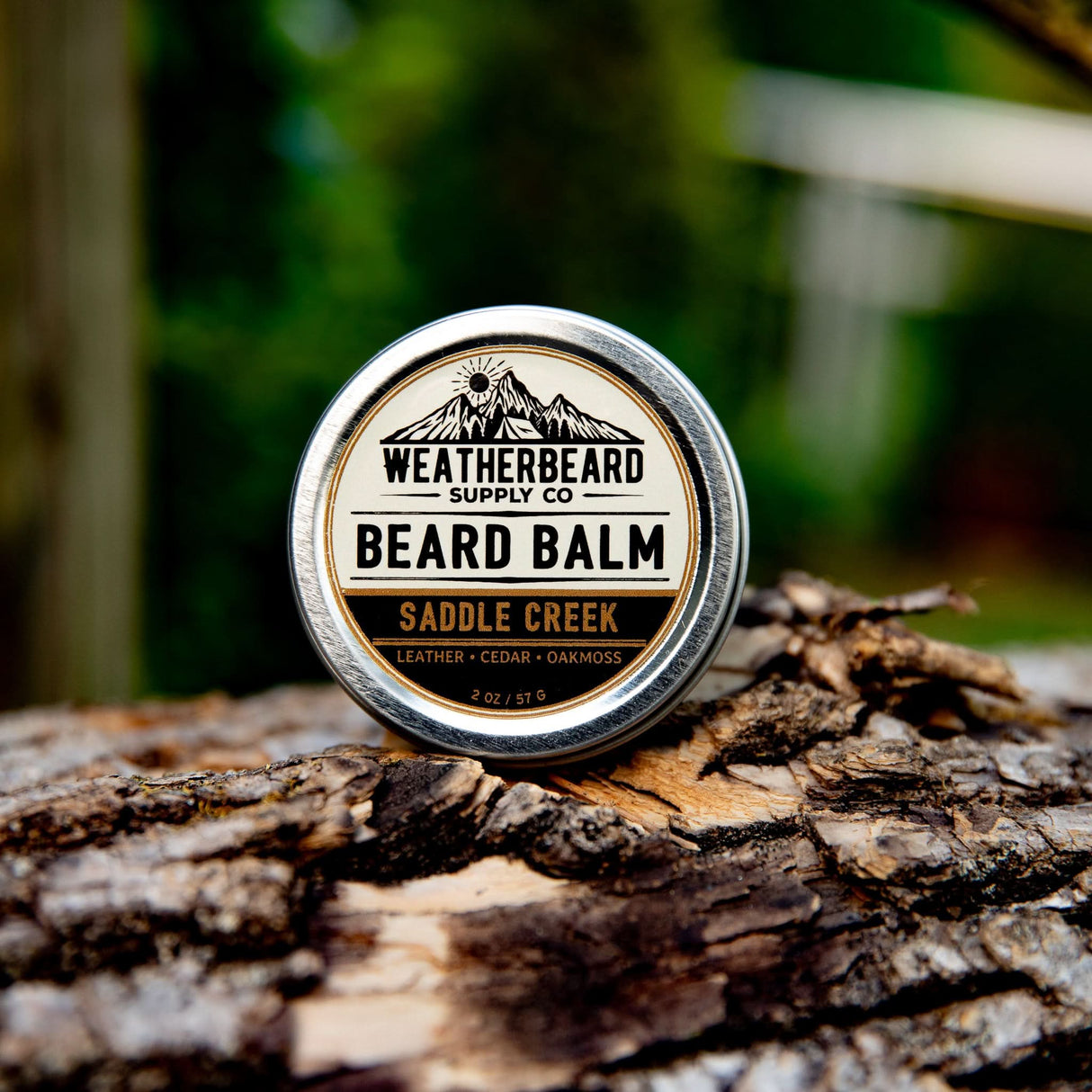 Leather, Cedar, and Oakmoss Beard Balm close up