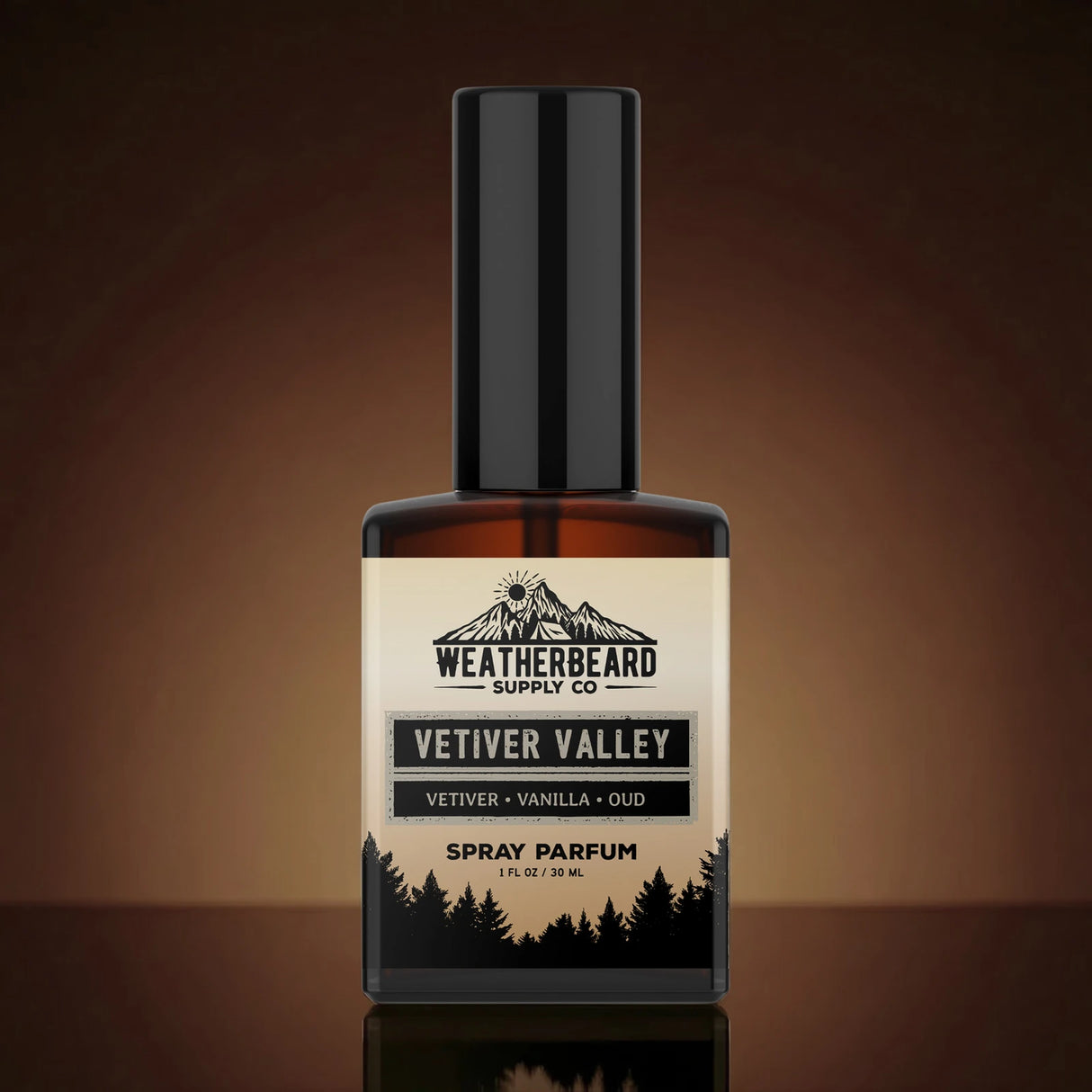 Bottle of Weatherbeard Supply Co's Vetiver Valley Spray Parfum