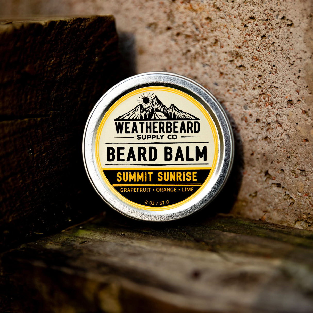 Closeup of Weatherbeard Supply Co Summit Sunrise Essential Oil Based Beard Balm