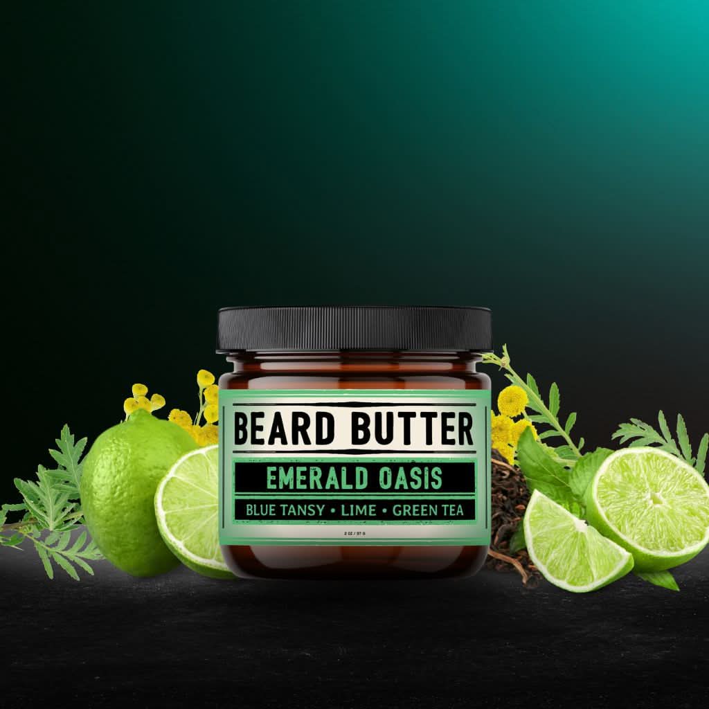Emerald Oasis Beard Butter - Blue Tansy, Lime, Green Tea (Limited Edition)