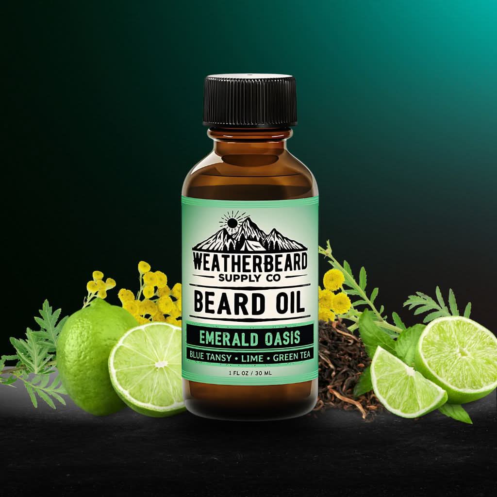 Emerald Oasis Beard Oil - Blue Tansy, Lime, Green Tea (Limited Edition)