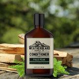 Bottle of Weatherbeard Supply Co. Palo Peak beard conditioner outside in nature