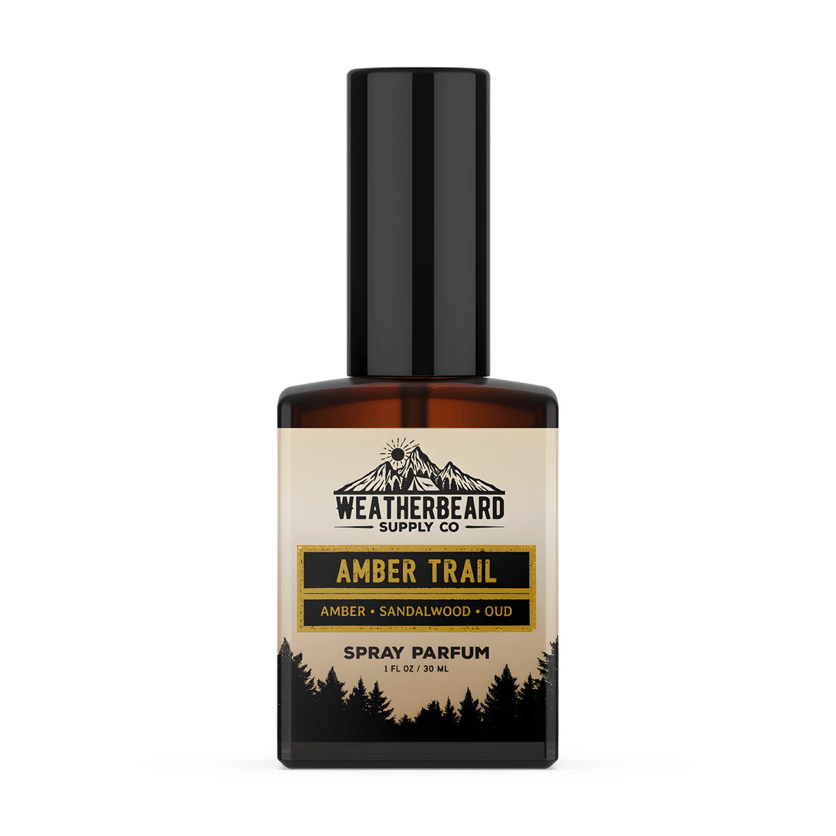 Weatherbeard Supply Co Amber Trail spray parfum bottle on a white background