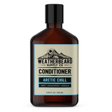 Bottle of Weatherbeard Supply Co. Arctic Chill beard conditioner on a white background