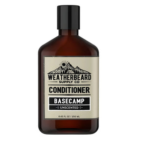 A bottle of Weatherbeard Supply Co. Basecamp conditioner on a white background