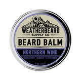 Tin of Weatherbeard Supply Co Northern Wind Beard Balm against a white background