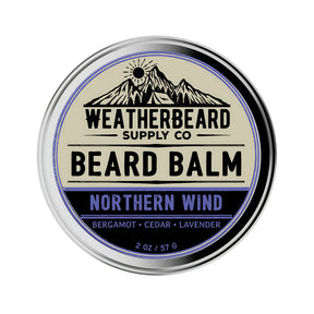 Tin of Weatherbeard Supply Co Northern Wind Beard Balm against a white background