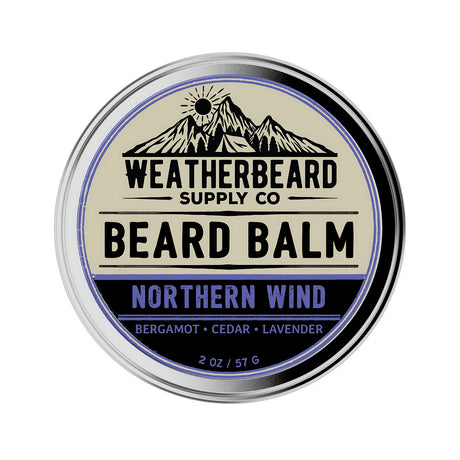 Tin of Weatherbeard Supply Co Northern Wind Beard Balm against a white background