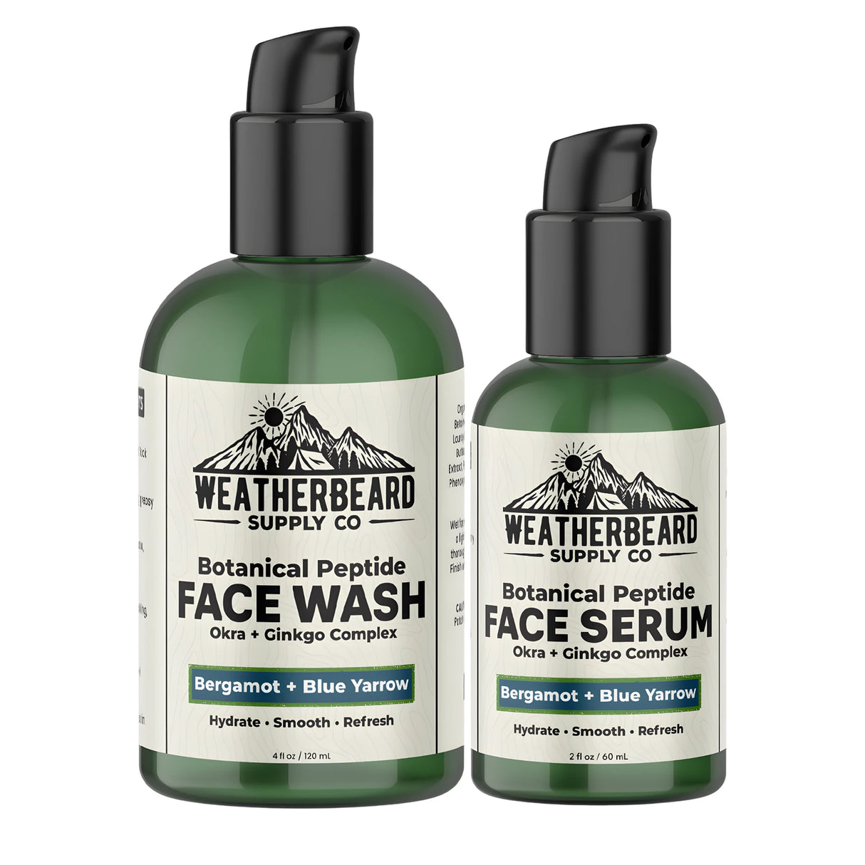 Weatherbeard Supply Co Botanical Peptide Face Wash and Face Serum Bundle against a white background