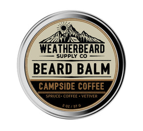 Weatherbeard Supply Co Campside Coffee beard balm container on a white background
