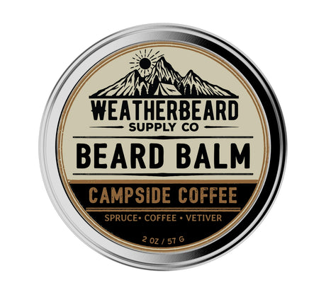 Weatherbeard Supply Co Campside Coffee beard balm container on a white background