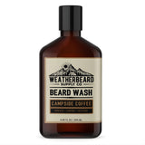 Bottle of Weatherbeard Supply Co's Campside Coffee Beard Wash on a white background