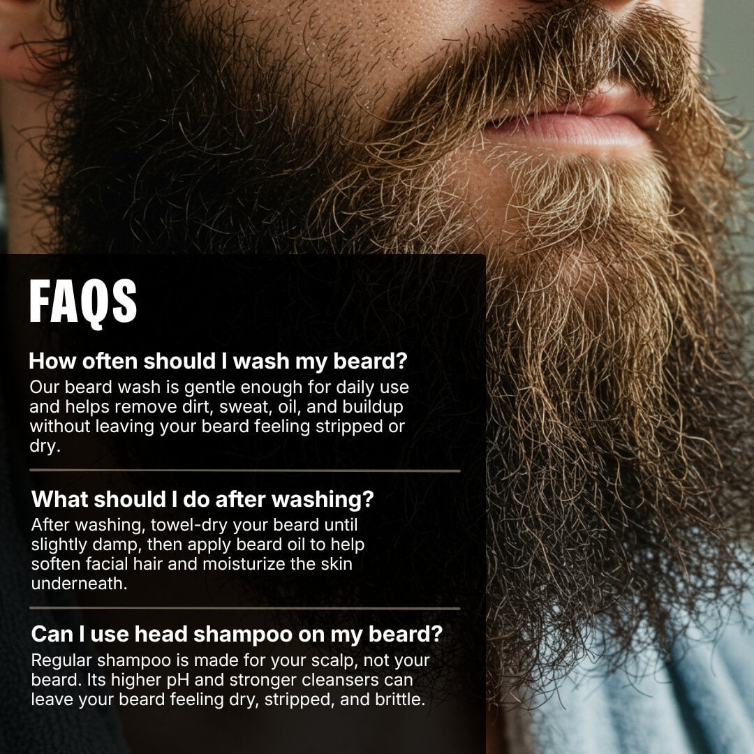 A list of frequently asked questions about beard wash and when to use it