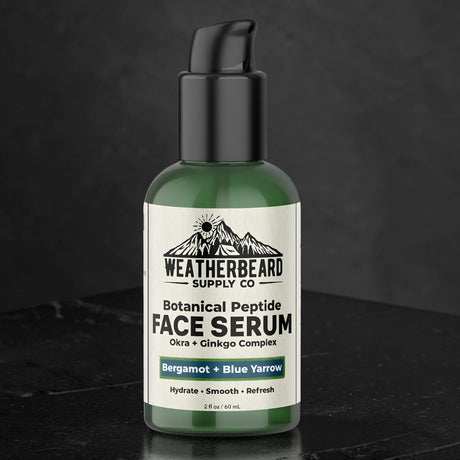 Bottle of Weatherbeard Supply Co's Botanical Peptide Face Serum For Men