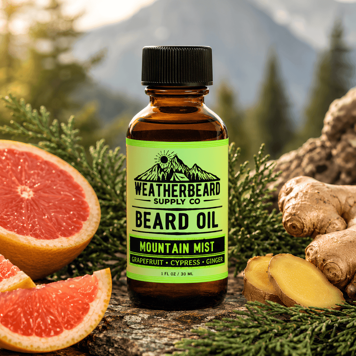 Mountain Mist Beard Oil - Grapefruit, Cypress, Ginger