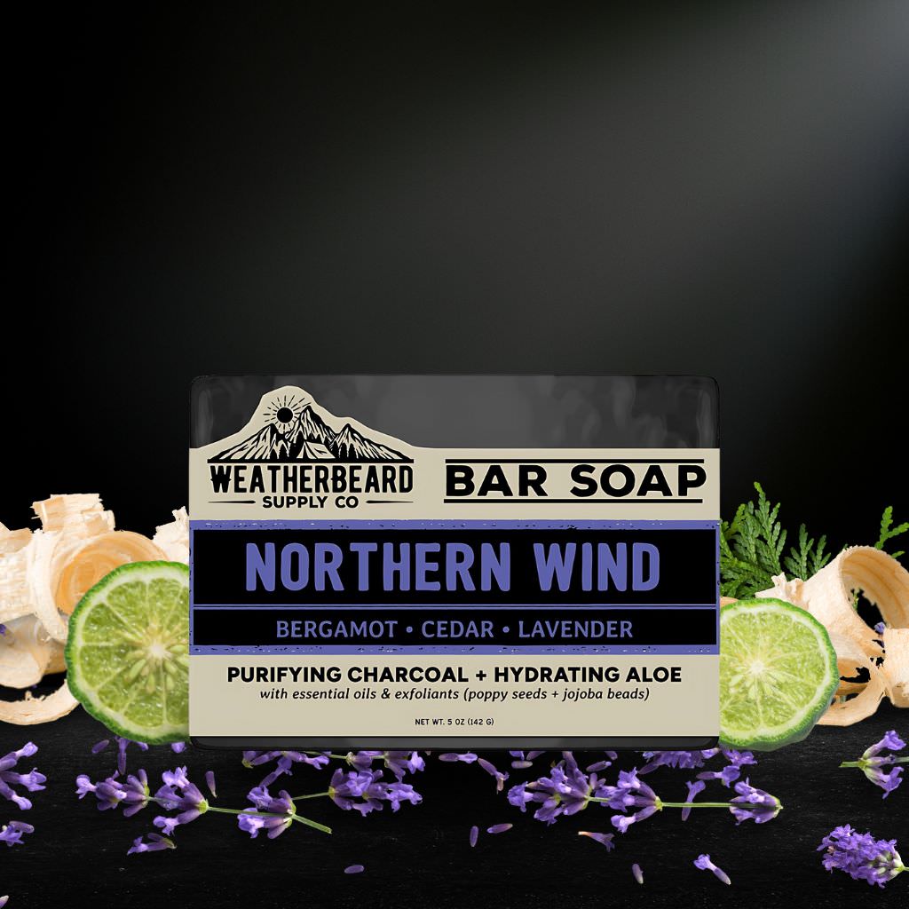 Northern Wind - Bergamot, Cedar, Lavender Exfoliating Bar Soap