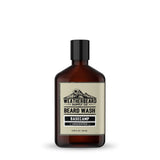 Bottle of Weatherbeard Supply Co. beard wash on a white background