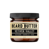 Jar of Weatherbeard Supply Co's Vetiver Valley Beard Butter against a white background