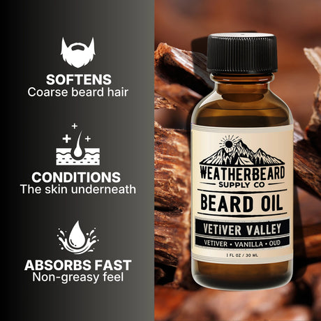 Vetiver Valley Beard Oil - Vetiver, Vanilla, Oud