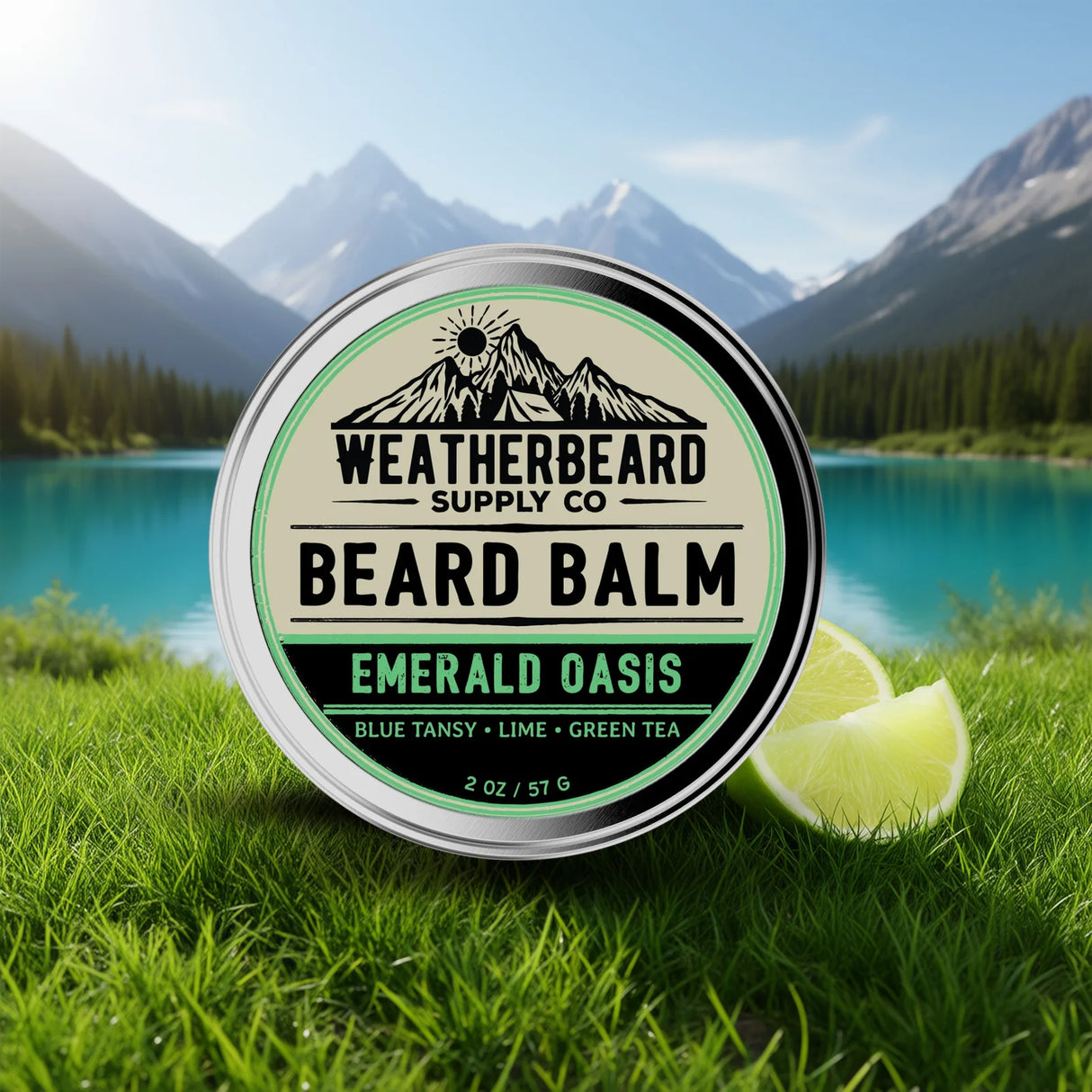 Emerald Oasis Beard Balm - Blue Tansy, Lime, Green Tea