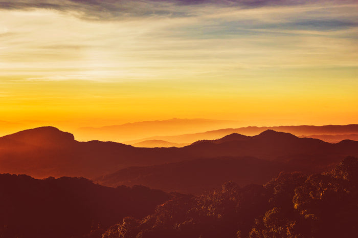 Sunrise over a mountain scape