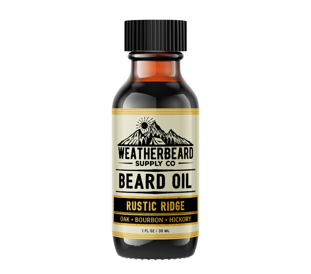 Weatherbeard Supply Co. 1oz Rustic Ridge Beard Oil – Oak, Bourbon, Hickory Scent – Woodsy &amp; Smooth Beard Oil