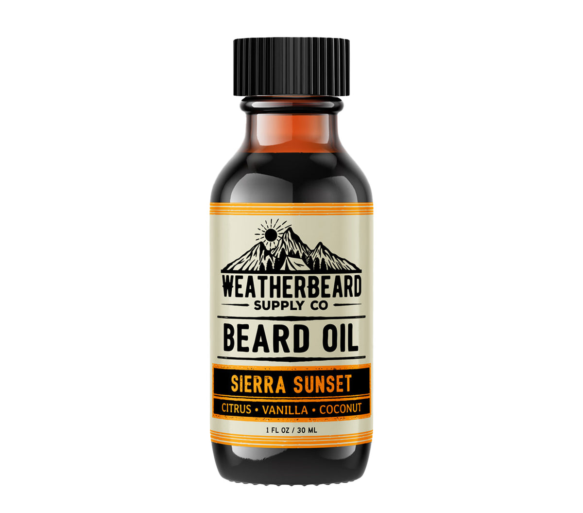 Weatherbeard Supply Co. 1oz Sierra Sunset Beard Oil – Citrus, Vanilla, Coconut Scent – Tropical Beard Oil for Softness &amp; Hydration