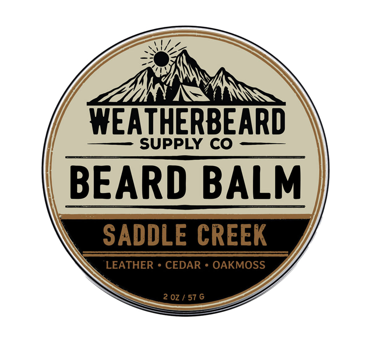 Weatherbeard Supply Co. 1oz Saddle Creek Beard Balm – Leather, Cedar, Oakmoss Scent – Bold, Rugged Balm for Beard Control